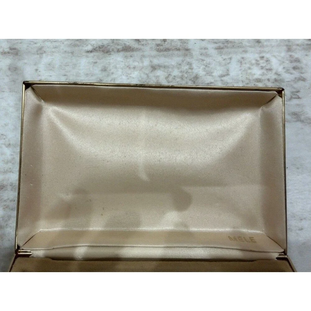 Vintage Mele Travel Jewelry Box Clamshell Velvet Earring Ring Organizer Rust Red